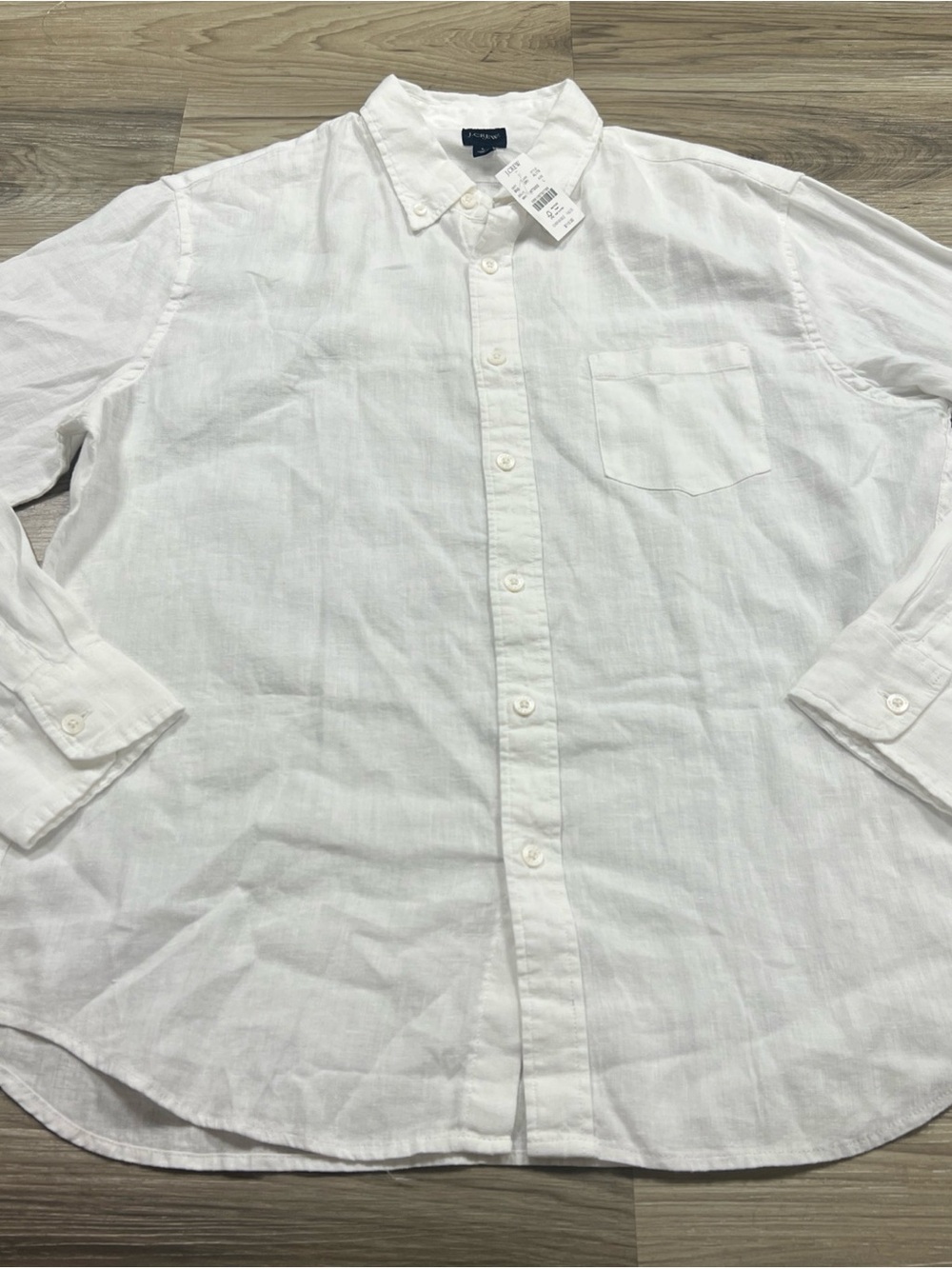 J.Crew Button Down Shirt Linen Blend Long Sleeve White Mens Large AL179 $110 NWT